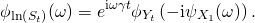 \[ \phi_{\ln \left( S_t \right)}(\omega) = e^{\mathrm{i} \omega \gamma t} \phi_{Y_t} \left( -\mathrm{i} \psi_{X_1}(\omega) \right). \]