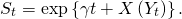 \[ S_t = \exp \left\{ \gamma t + X \left( Y_t \right) \right\}. \]