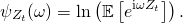 \[ \psi_{Z_t}(\omega) = \ln \left( \mathbb{E} \left[ e^{\mathrm{i} \omega Z_t} \right] \right). \]